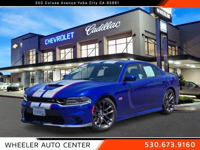 2021 Dodge Charger Scat Pack RWD in Indigo Blue — front three-quarter view